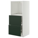 METOD / MAXIMERA Élément haut 2 tiroirs pr four, blanc/Havstorp vert profond, 60x60x140 cm