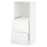 METOD / MAXIMERA Élément haut 2 tiroirs pr four, blanc/Voxtorp blanc mat, 60x60x140 cm