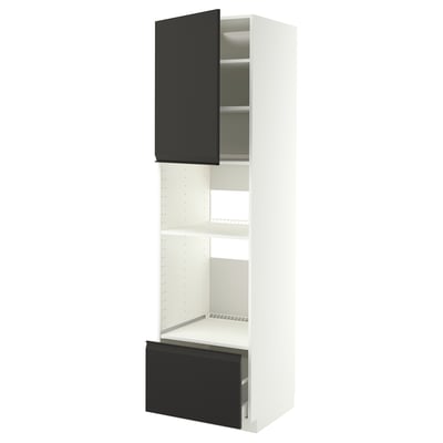 METOD / MAXIMERA Élément haut pour électroménager, blanc/Upplöv anthracite mat, 60x60x220 cm
