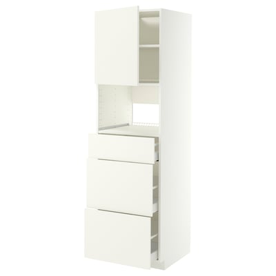 METOD / MAXIMERA Élément haut pour électroménager, blanc/Vallstena blanc, 60x60x200 cm