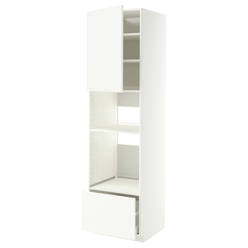 METOD / MAXIMERA Élément haut pr appareils encastrés, blanc/Aspudden blanc mat, 60x60x220 cm