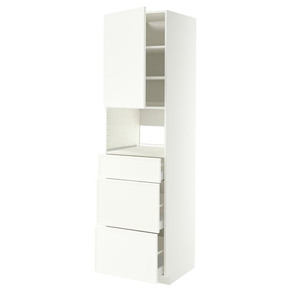 METOD / MAXIMERA Élément haut pr appareils encastrés, blanc/Aspudden blanc mat, 60x60x220 cm