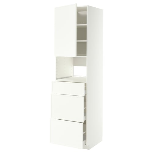 METOD / MAXIMERA Élément haut pr appareils encastrés, blanc/Aspudden blanc mat, 60x60x220 cm