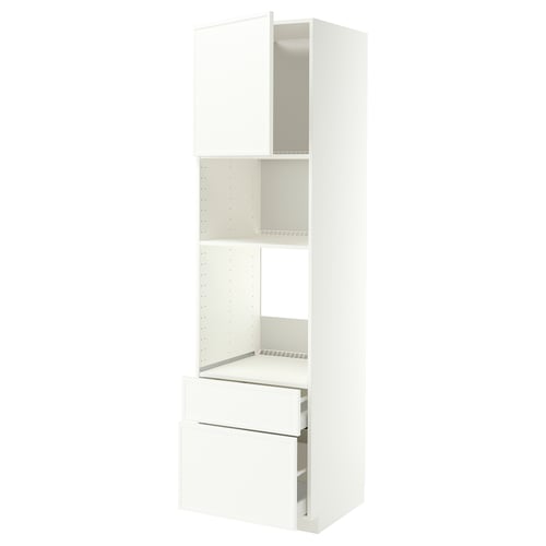 METOD / MAXIMERA Élément haut pr appareils encastrés, blanc/Aspudden blanc mat, 60x60x220 cm