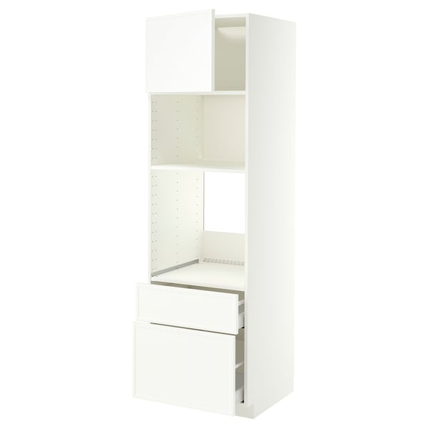 METOD / MAXIMERA Élément haut pr appareils encastrés, blanc/Aspudden blanc mat, 60x60x200 cm