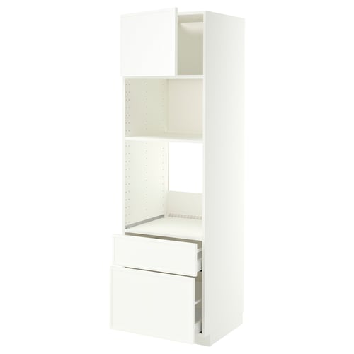 METOD / MAXIMERA Élément haut pr appareils encastrés, blanc/Aspudden blanc mat, 60x60x200 cm