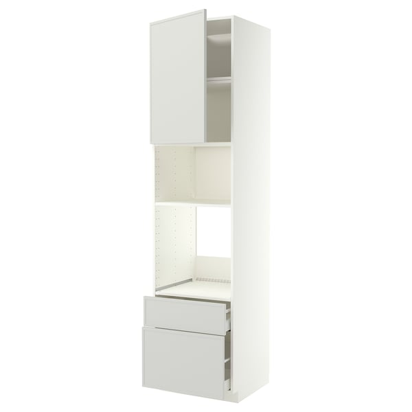METOD / MAXIMERA Élément haut pr appareils encastrés, blanc/Aspudden gris clair, 60x60x240 cm