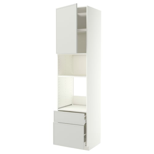 METOD / MAXIMERA Élément haut pr appareils encastrés, blanc/Aspudden gris clair, 60x60x240 cm