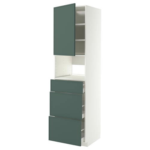 METOD / MAXIMERA Élément haut pr appareils encastrés, blanc/Aspudden gris-vert foncé, 60x60x220 cm