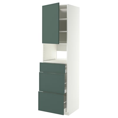 METOD / MAXIMERA Élément haut pr appareils encastrés, blanc/Aspudden gris-vert foncé, 60x60x220 cm
