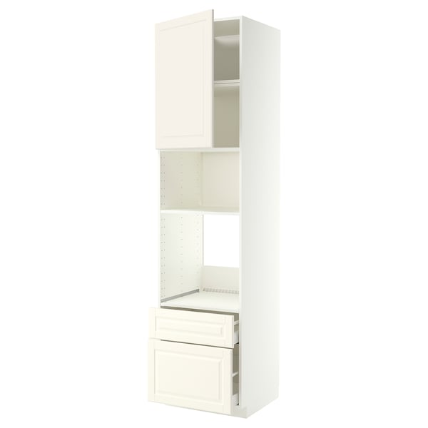 METOD / MAXIMERA Élément haut pr appareils encastrés, blanc/Bodbyn blanc cassé, 60x60x240 cm