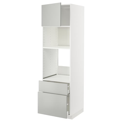 METOD / MAXIMERA Élément haut pr appareils encastrés, blanc/Havstorp gris clair, 60x60x200 cm