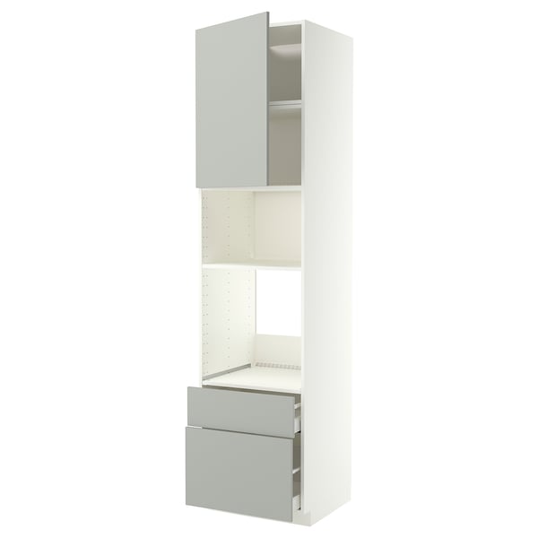 METOD / MAXIMERA Élément haut pr appareils encastrés, blanc/Havstorp gris clair, 60x60x240 cm