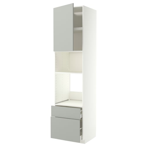 METOD / MAXIMERA Élément haut pr appareils encastrés, blanc/Havstorp gris clair, 60x60x240 cm