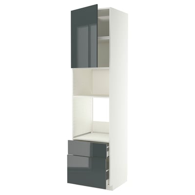 METOD / MAXIMERA Élément haut pr appareils encastrés, blanc/Kallarp gris-vert foncé brillant, 60x60x240 cm