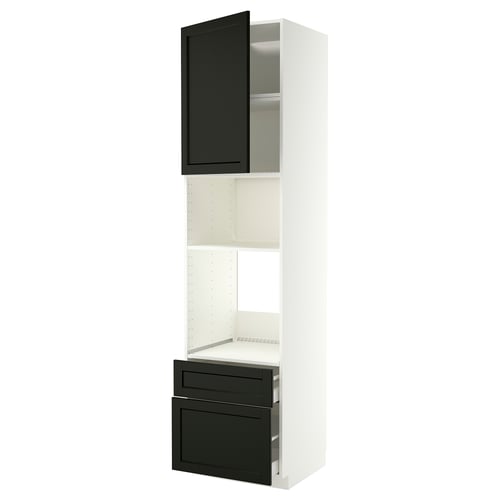 METOD / MAXIMERA Élément haut pr appareils encastrés, blanc/Lerhyttan teinté noir, 60x60x240 cm
