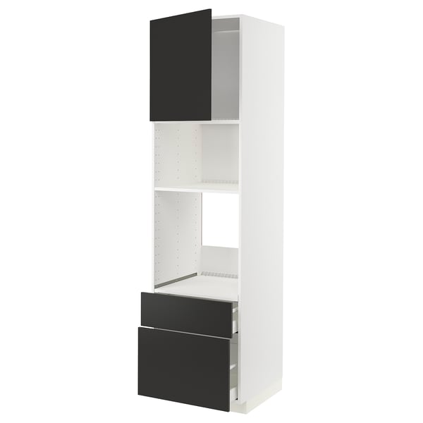 METOD / MAXIMERA Élément haut pr appareils encastrés, blanc/Nickebo anthracite mat, 60x60x220 cm