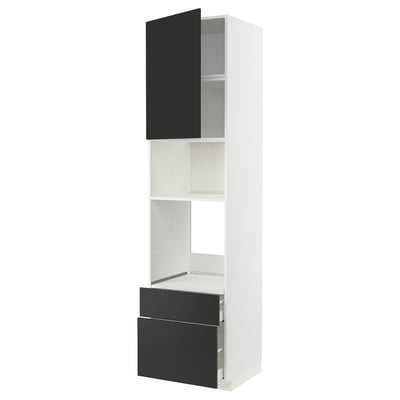 METOD / MAXIMERA Élément haut pr appareils encastrés, blanc/Nickebo anthracite mat, 60x60x240 cm
