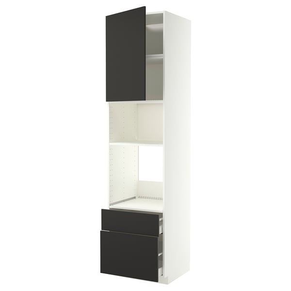 METOD / MAXIMERA Élément haut pr appareils encastrés, blanc/Nickebo anthracite mat, 60x60x240 cm