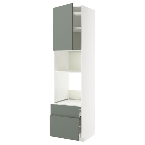 METOD / MAXIMERA Élément haut pr appareils encastrés, blanc/Nickebo gris mat-vert, 60x60x240 cm