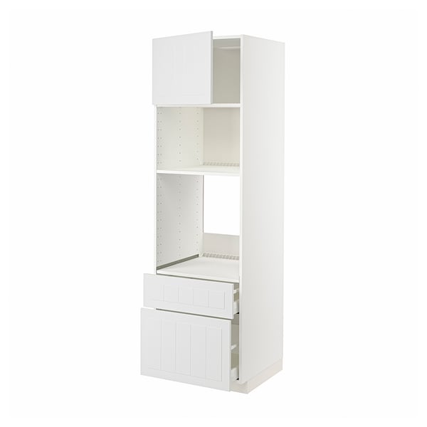 METOD / MAXIMERA Élément haut pr appareils encastrés, blanc/Stensund blanc, 60x60x200 cm