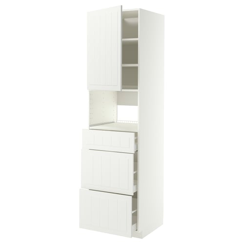 METOD / MAXIMERA Élément haut pr appareils encastrés, blanc/Stensund blanc, 60x60x220 cm