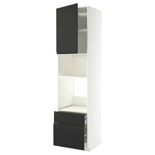 METOD / MAXIMERA Élément haut pr appareils encastrés, blanc/Upplöv anthracite mat, 60x60x240 cm