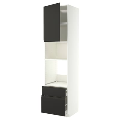 METOD / MAXIMERA Élément haut pr appareils encastrés, blanc/Upplöv anthracite mat, 60x60x240 cm