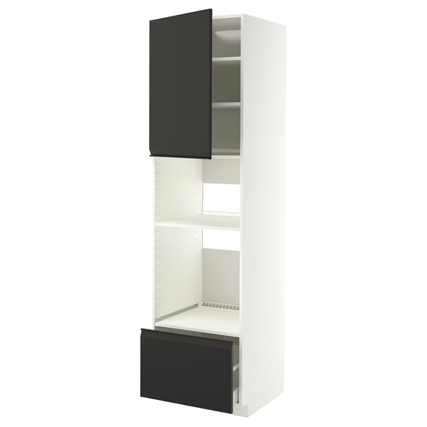 METOD / MAXIMERA Élément haut pr appareils encastrés, blanc/Upplöv anthracite mat, 60x60x220 cm
