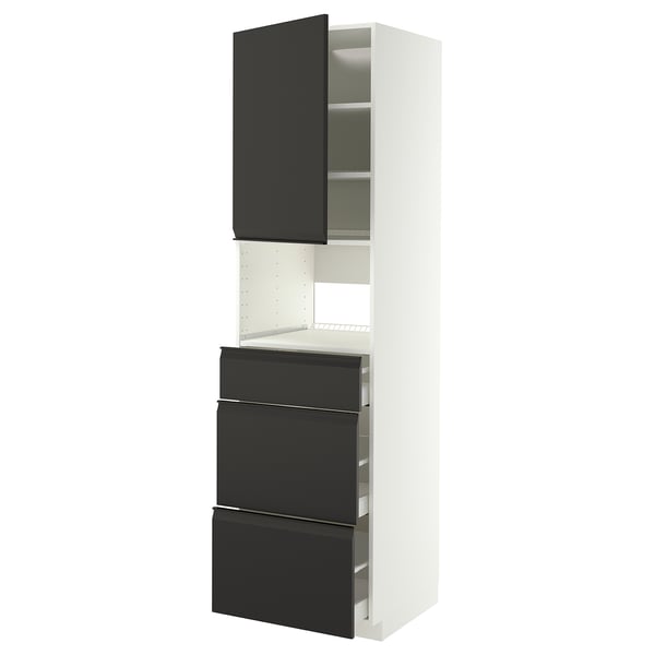 METOD / MAXIMERA Élément haut pr appareils encastrés, blanc/Upplöv anthracite mat, 60x60x220 cm