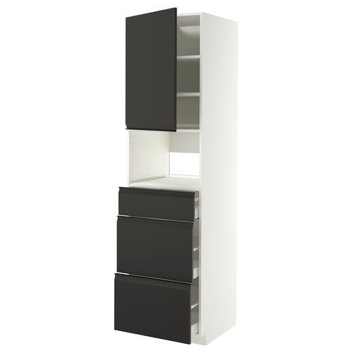 METOD / MAXIMERA Élément haut pr appareils encastrés, blanc/Upplöv anthracite mat, 60x60x220 cm