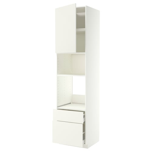 METOD / MAXIMERA Élément haut pr appareils encastrés, blanc/Vallstena blanc, 60x60x240 cm