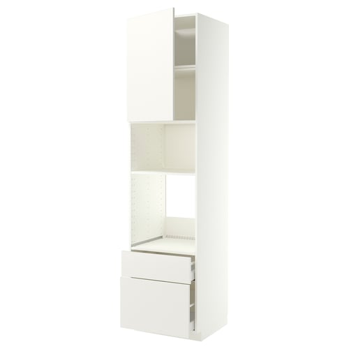 METOD / MAXIMERA Élément haut pr appareils encastrés, blanc/Veddinge blanc, 60x60x240 cm