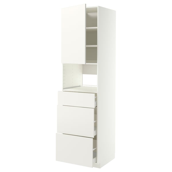 METOD / MAXIMERA Élément haut pr appareils encastrés, blanc/Veddinge blanc, 60x60x220 cm