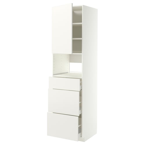 METOD / MAXIMERA Élément haut pr appareils encastrés, blanc/Veddinge blanc, 60x60x220 cm