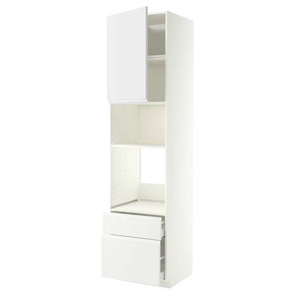 METOD / MAXIMERA Élément haut pr appareils encastrés, blanc/Voxtorp blanc mat, 60x60x240 cm