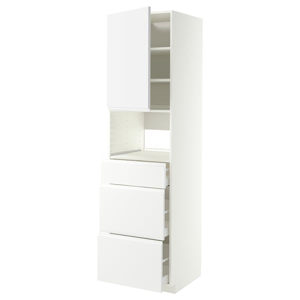 METOD / MAXIMERA Élément haut pr appareils encastrés, blanc/Voxtorp blanc mat, 60x60x220 cm