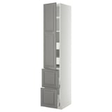 METOD / MAXIMERA Élément haut+tablettes/4tir/pte/2fc, blanc/Bodbyn gris, 40x60x220 cm