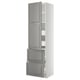 METOD / MAXIMERA Élément haut+tablettes/4tir/pte/2fc, blanc/Bodbyn gris, 60x60x220 cm
