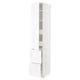 METOD / MAXIMERA Élément haut+tablettes/4tir/pte/2fc, blanc Enköping/blanc effet bois, 40x60x220 cm