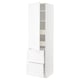 METOD / MAXIMERA Élément haut+tablettes/4tir/pte/2fc, blanc Enköping/blanc effet bois, 60x60x220 cm