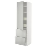 METOD / MAXIMERA Élément haut+tablettes/4tir/pte/2fc, blanc/Havstorp gris clair, 60x60x220 cm