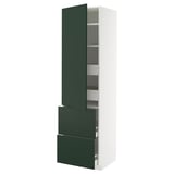 METOD / MAXIMERA Élément haut+tablettes/4tir/pte/2fc, blanc/Havstorp vert profond, 60x60x220 cm
