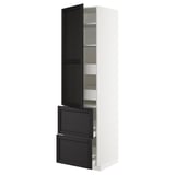 METOD / MAXIMERA Élément haut+tablettes/4tir/pte/2fc, blanc/Lerhyttan teinté noir, 60x60x220 cm