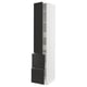 METOD / MAXIMERA Élément haut+tablettes/4tir/pte/2fc, blanc/Nickebo anthracite mat, 40x60x220 cm