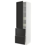 METOD / MAXIMERA Élément haut+tablettes/4tir/pte/2fc, blanc/Nickebo anthracite mat, 60x60x220 cm