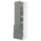 METOD / MAXIMERA Élément haut+tablettes/4tir/pte/2fc, blanc/Nickebo gris mat-vert, 60x60x220 cm