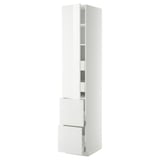 METOD / MAXIMERA Élément haut+tablettes/4tir/pte/2fc, blanc/Ringhult blanc, 40x60x220 cm