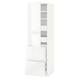 METOD / MAXIMERA Élément haut+tablettes/4tir/pte/2fc, blanc/Ringhult blanc, 60x60x200 cm