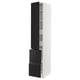 METOD / MAXIMERA Élément haut+tablettes/4tir/pte/2fc, blanc/Upplöv anthracite mat, 40x60x220 cm